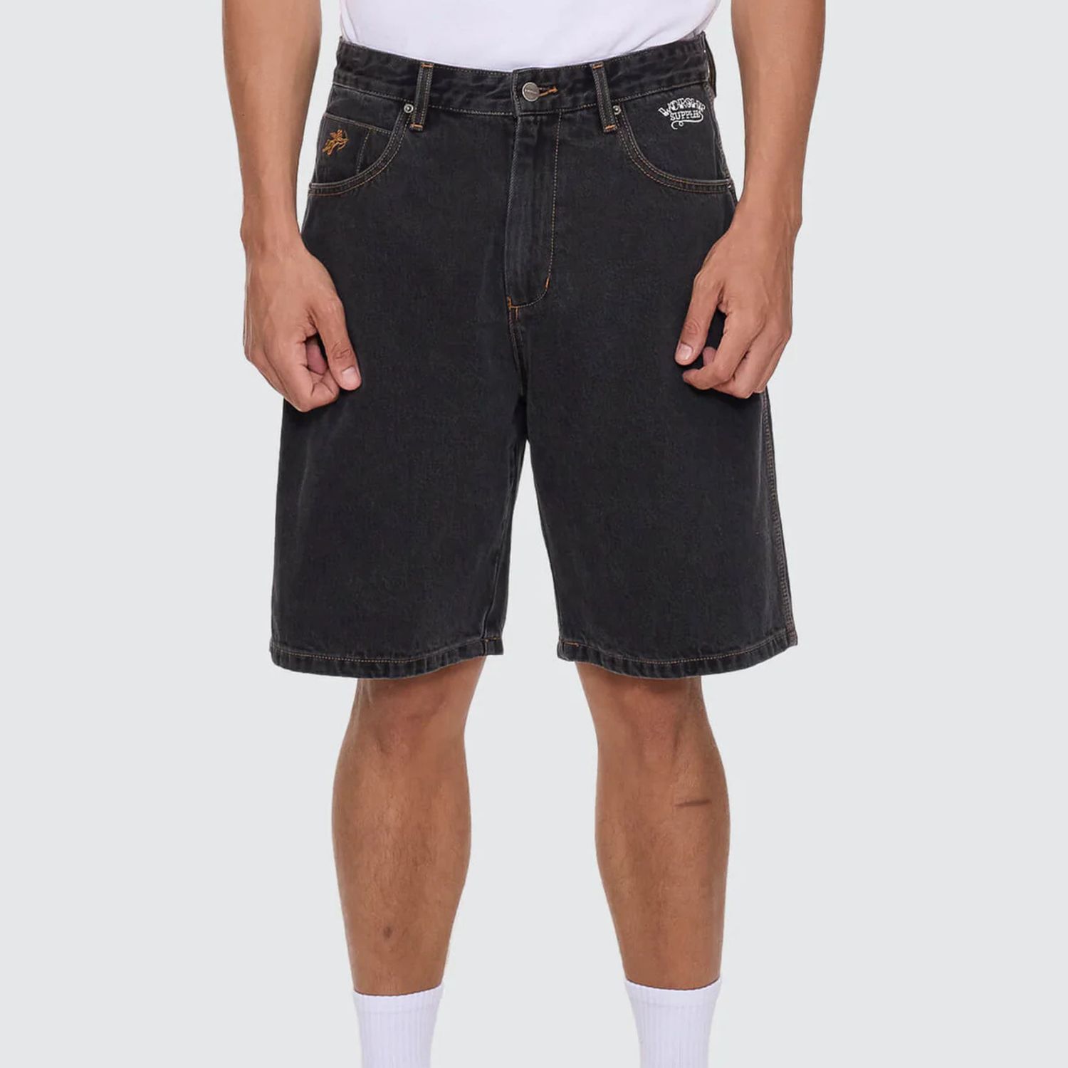 WORSHIP MENS NO RAGRETS BIG DAWG JEAN SHORT - PHANTOM