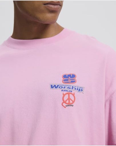 WORSHIP MENS LOW GOES OVERSIZED S/S TEE - LILAC CHIFFON