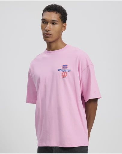 WORSHIP MENS LOW GOES OVERSIZED S/S TEE - LILAC CHIFFON