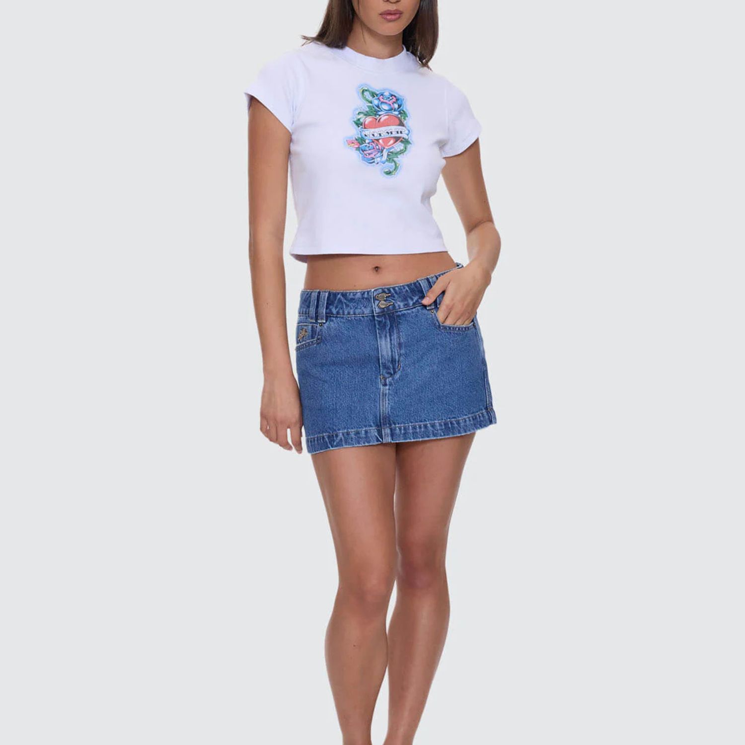 WORSHIP WOMENS NO RAGRETS MICRO SKIRT - SKY HIGH BLUE