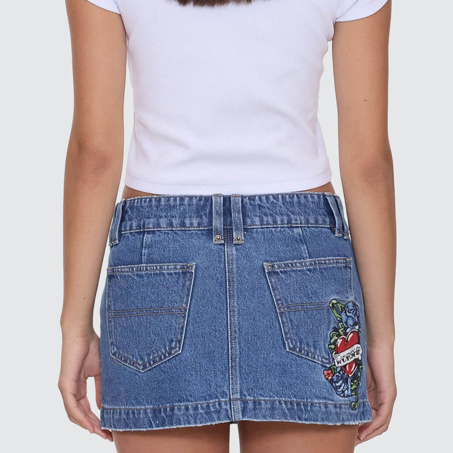 WORSHIP WOMENS NO RAGRETS MICRO SKIRT - SKY HIGH BLUE