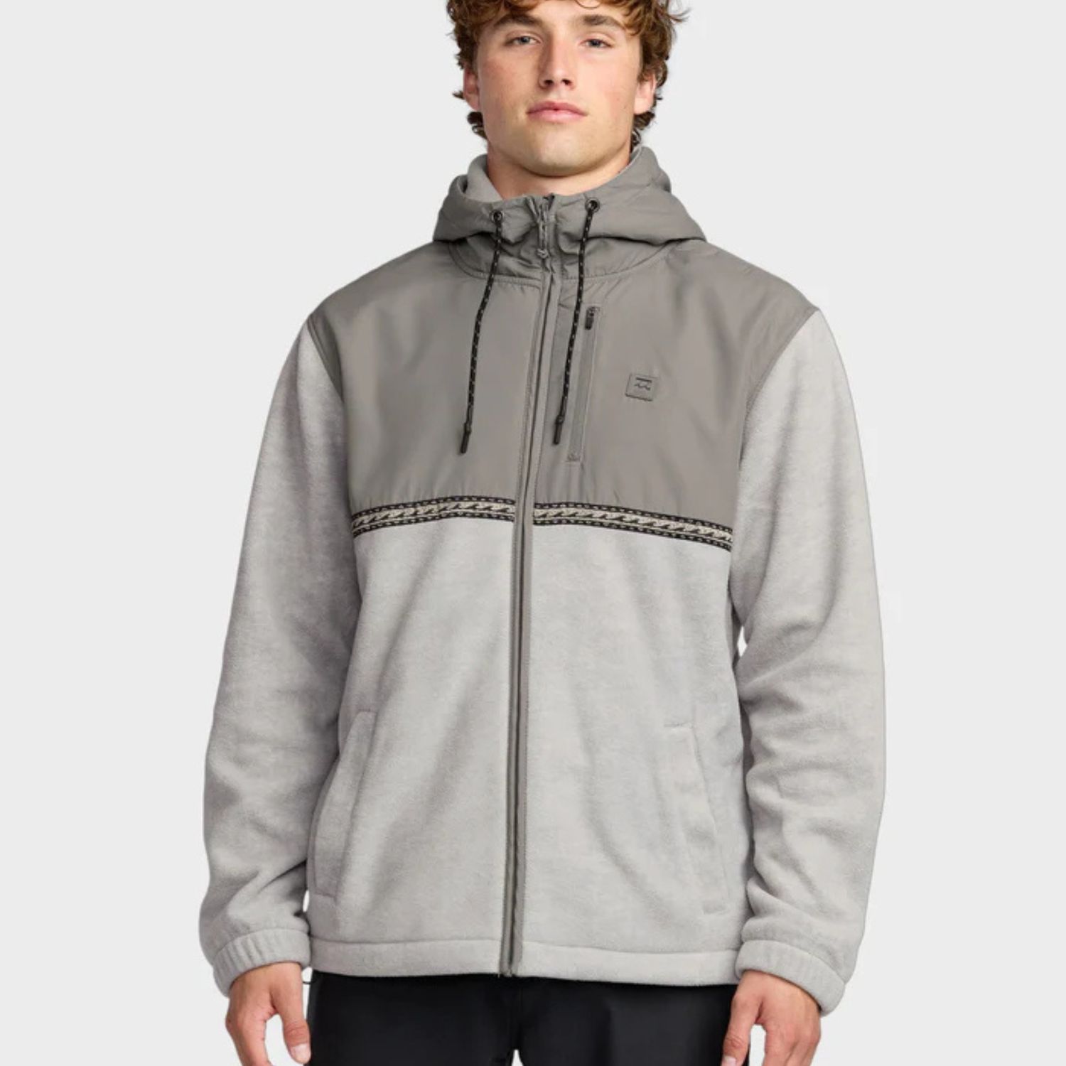 BILLABONG MENS BOUNDARY LITE ZIP THRU HOOD - GREY HEATHER