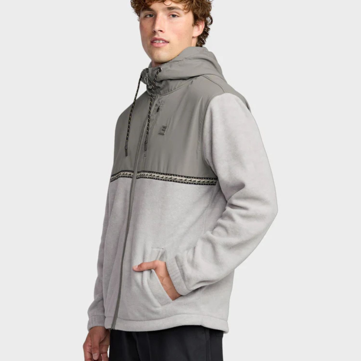 BILLABONG MENS BOUNDARY LITE ZIP THRU HOOD - GREY HEATHER