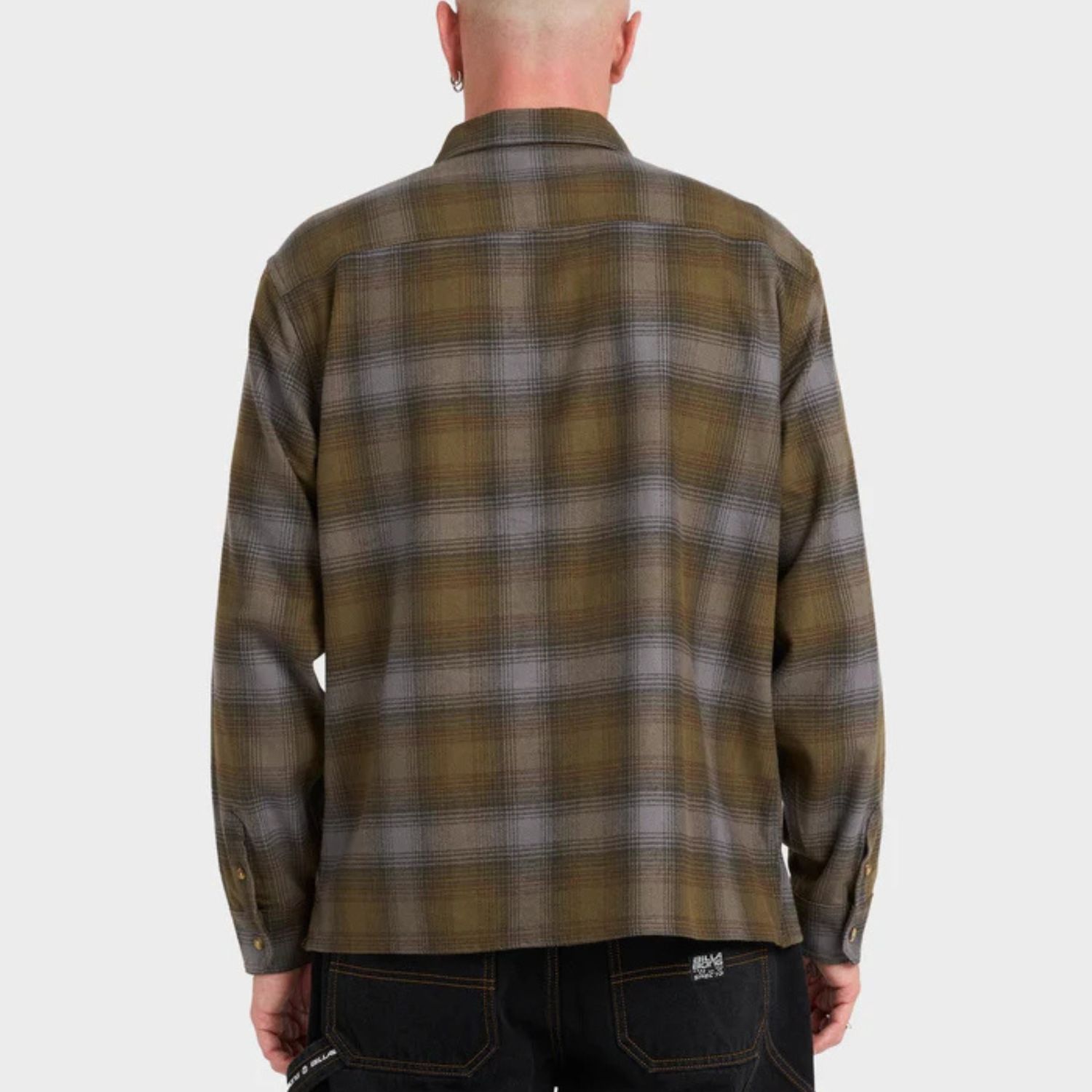 BILLABONG MENS SCRIPT LS FLANNEL SHIRT - OLIVE