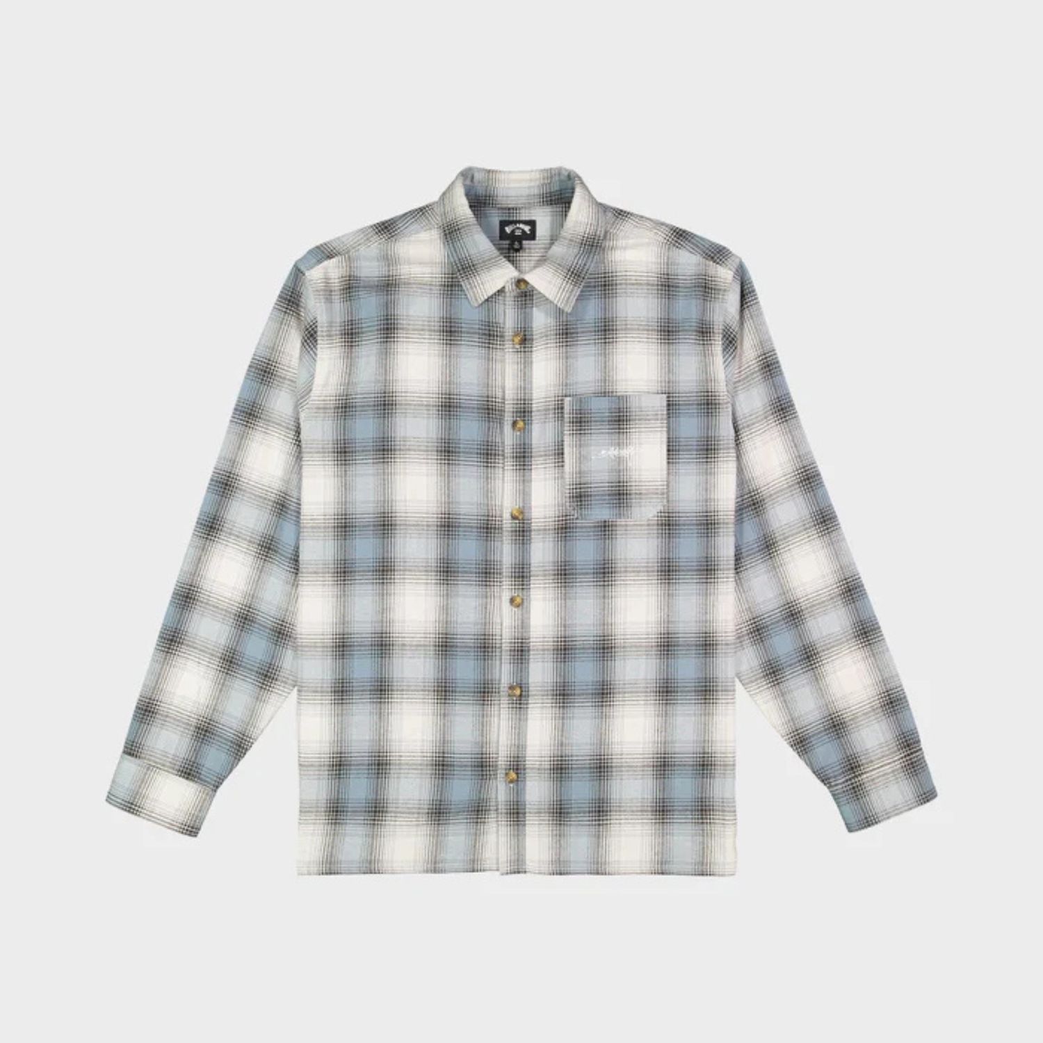 BILLABONG MENS SCRIPT LS FLANNEL SHIRT - WASHED BLUE