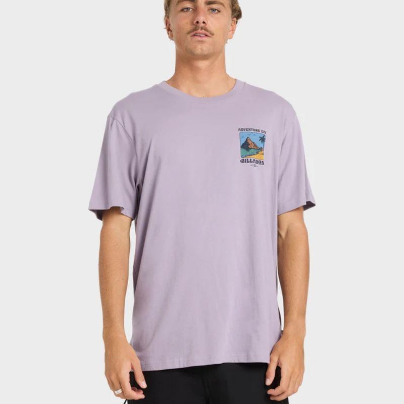 BILLABONG MENS POST CARDS ADIV PREMIUM SS TEE - PURPLE ASH