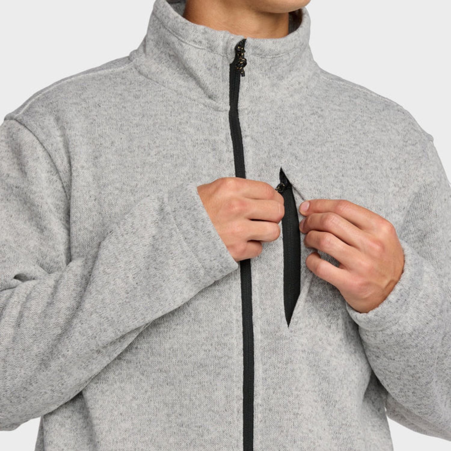 BILLABONG MENS BOUNDARY MOCK ZIP POLAR FLEECE - GREY HEATHER
