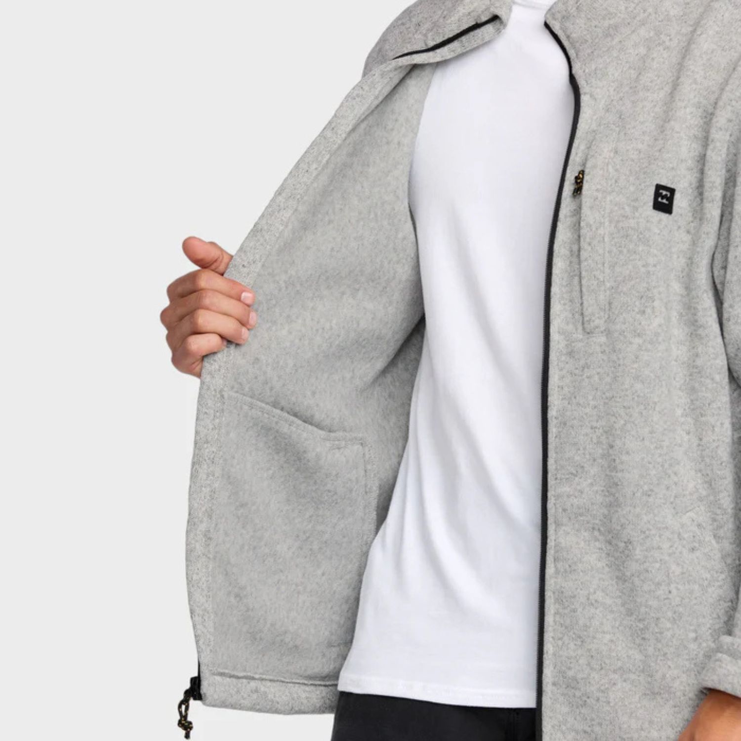 BILLABONG MENS BOUNDARY MOCK ZIP POLAR FLEECE - GREY HEATHER