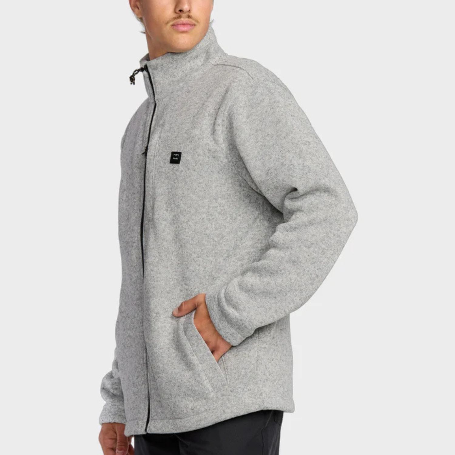 BILLABONG MENS BOUNDARY MOCK ZIP POLAR FLEECE - GREY HEATHER