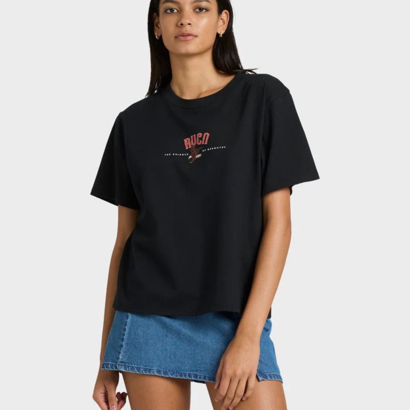 RVCA WOMENS RVCA EASY SS TEE - BLACK WASH