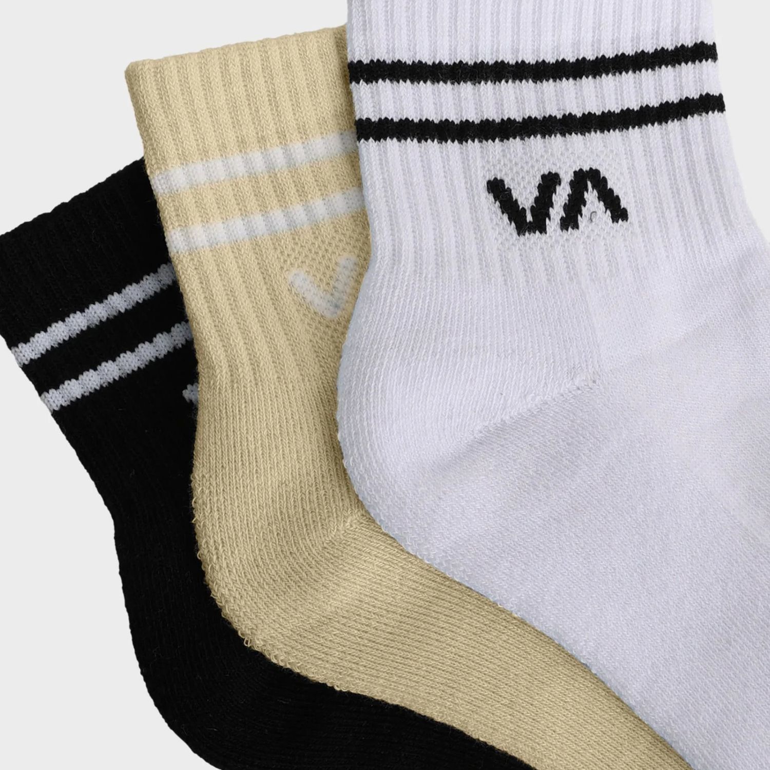 RVCA WOMENS VA MINI CREW SOCK 3 PACK - SAND