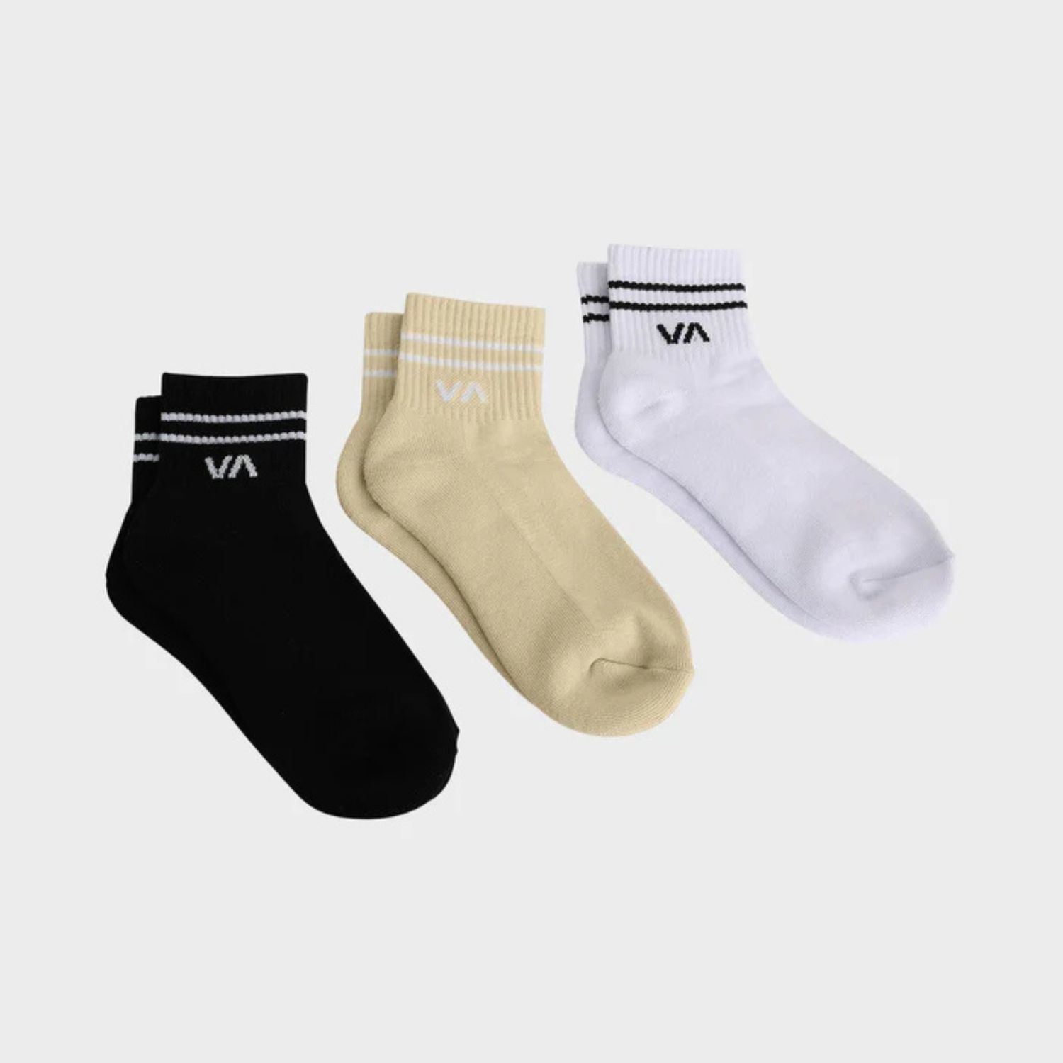 RVCA WOMENS VA MINI CREW SOCK 3 PACK - SAND