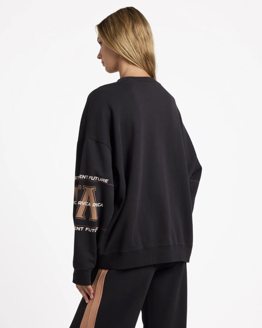 RVCA WOMENS PUCK IT PULLOVER - WASHED BLACK