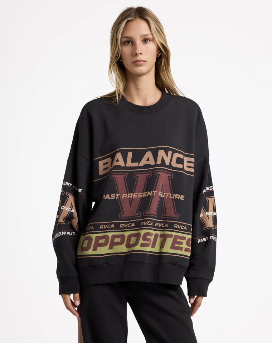 RVCA WOMENS PUCK IT PULLOVER - WASHED BLACK