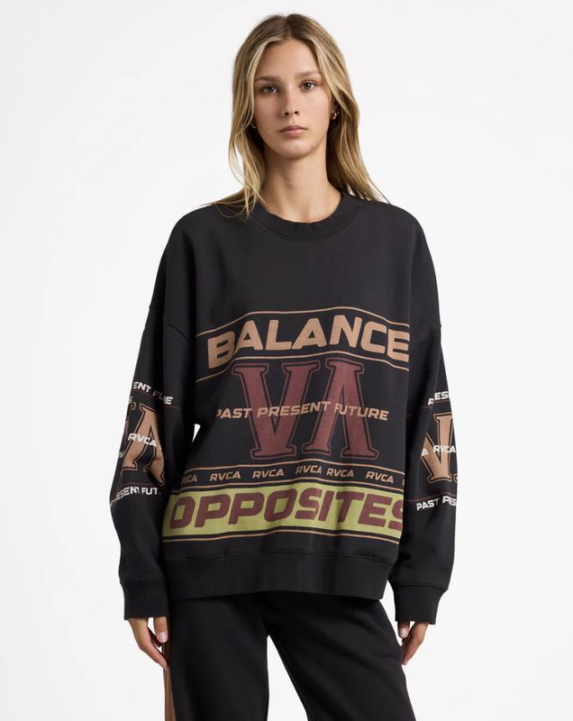 RVCA WOMENS PUCK IT PULLOVER - WASHED BLACK