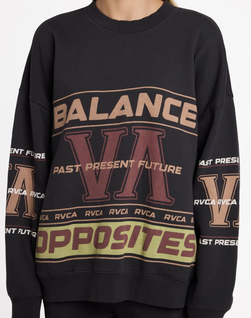 RVCA WOMENS PUCK IT PULLOVER - WASHED BLACK