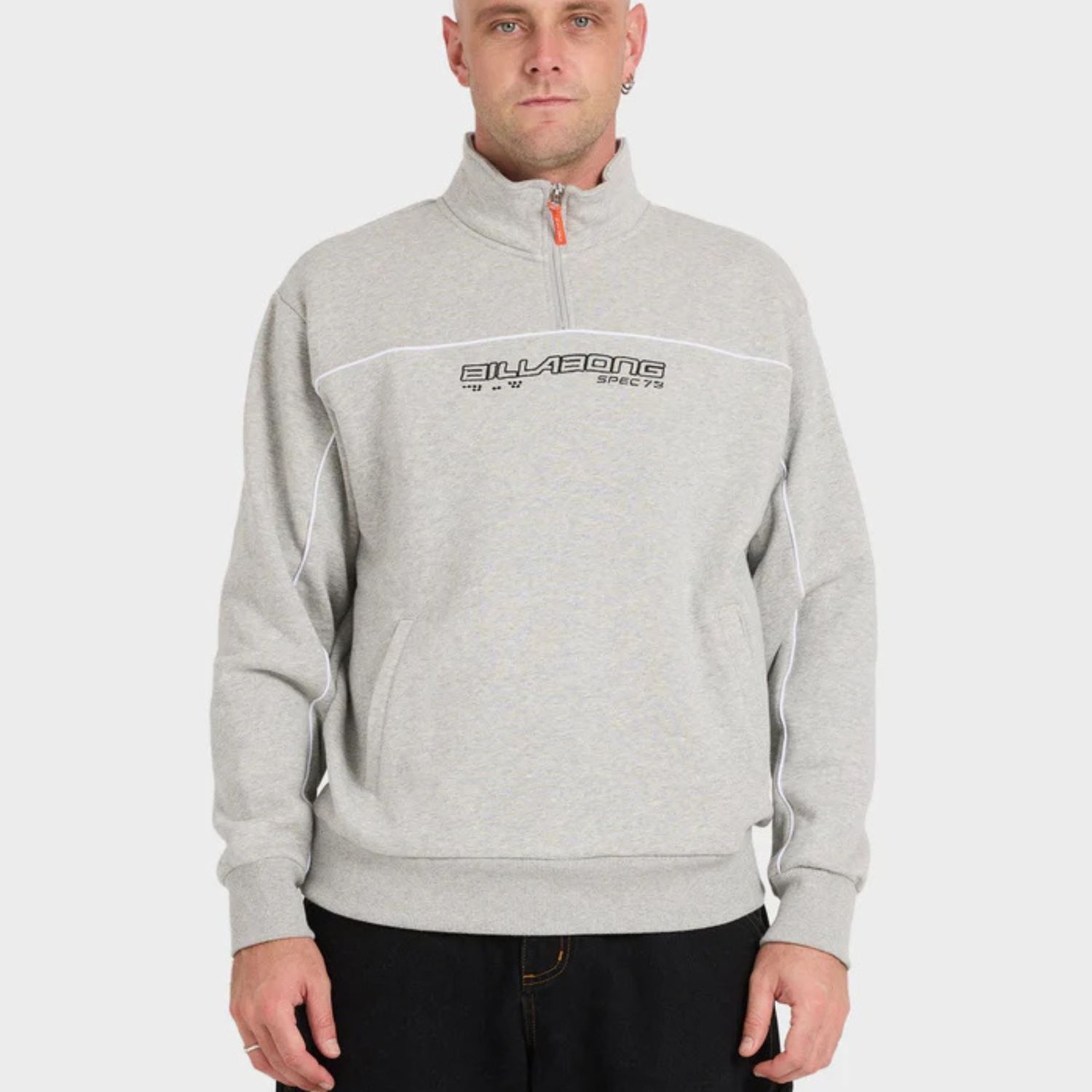 BILLABONG MENS SPEC 73 1/4 ZIP FLEECE - LIGHT GREY HEATHER