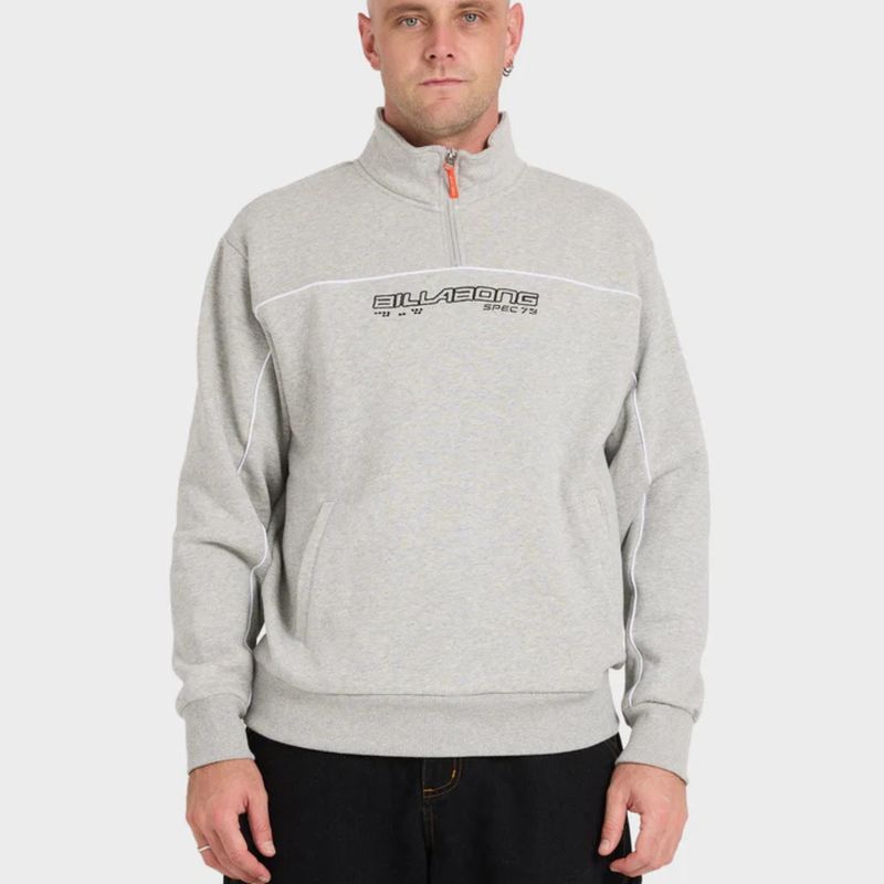 BILLABONG MENS SPEC 73 1/4 ZIP FLEECE - LIGHT GREY HEATHER