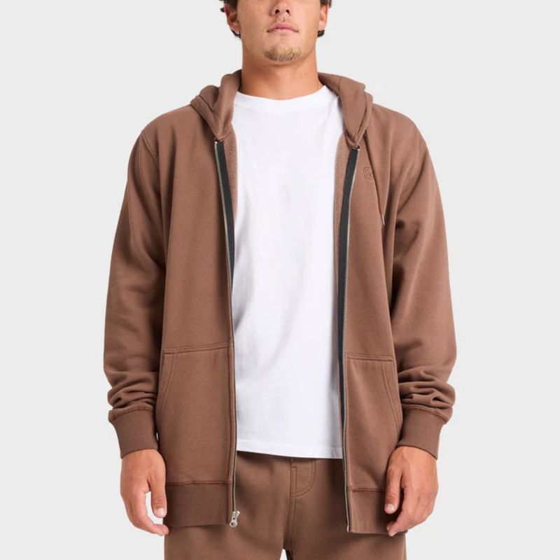 BILLABONG MENS PREMIUM WAVE WASH ZIP THRU HOOD - MOCHA