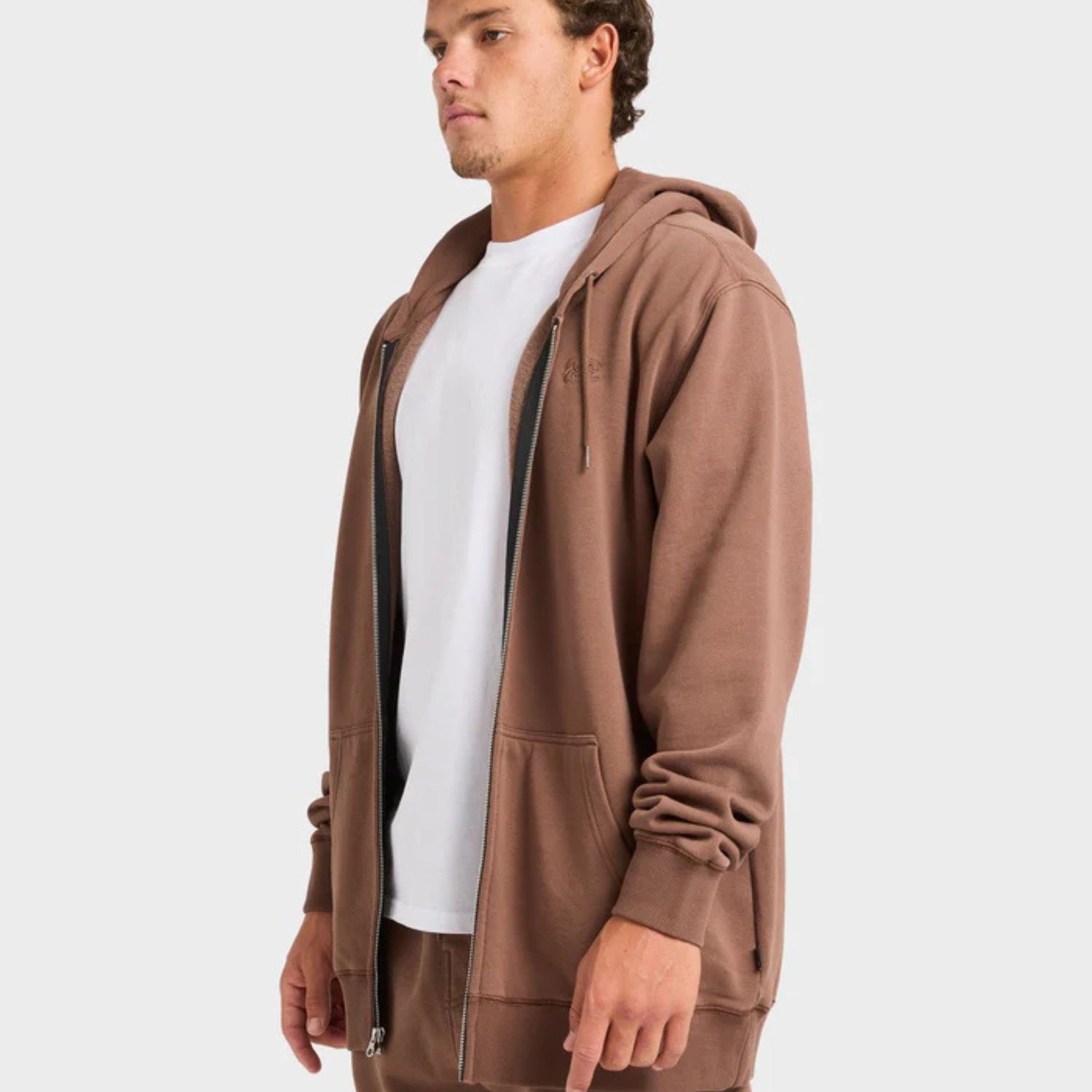 BILLABONG MENS PREMIUM WAVE WASH ZIP THRU HOOD - MOCHA