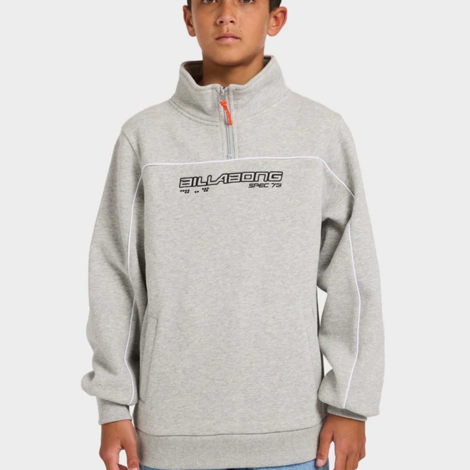 BILLABONG TEEN BOYS SPEC 1/4 ZIP FLEECE - LIGHT GREY HEATHER