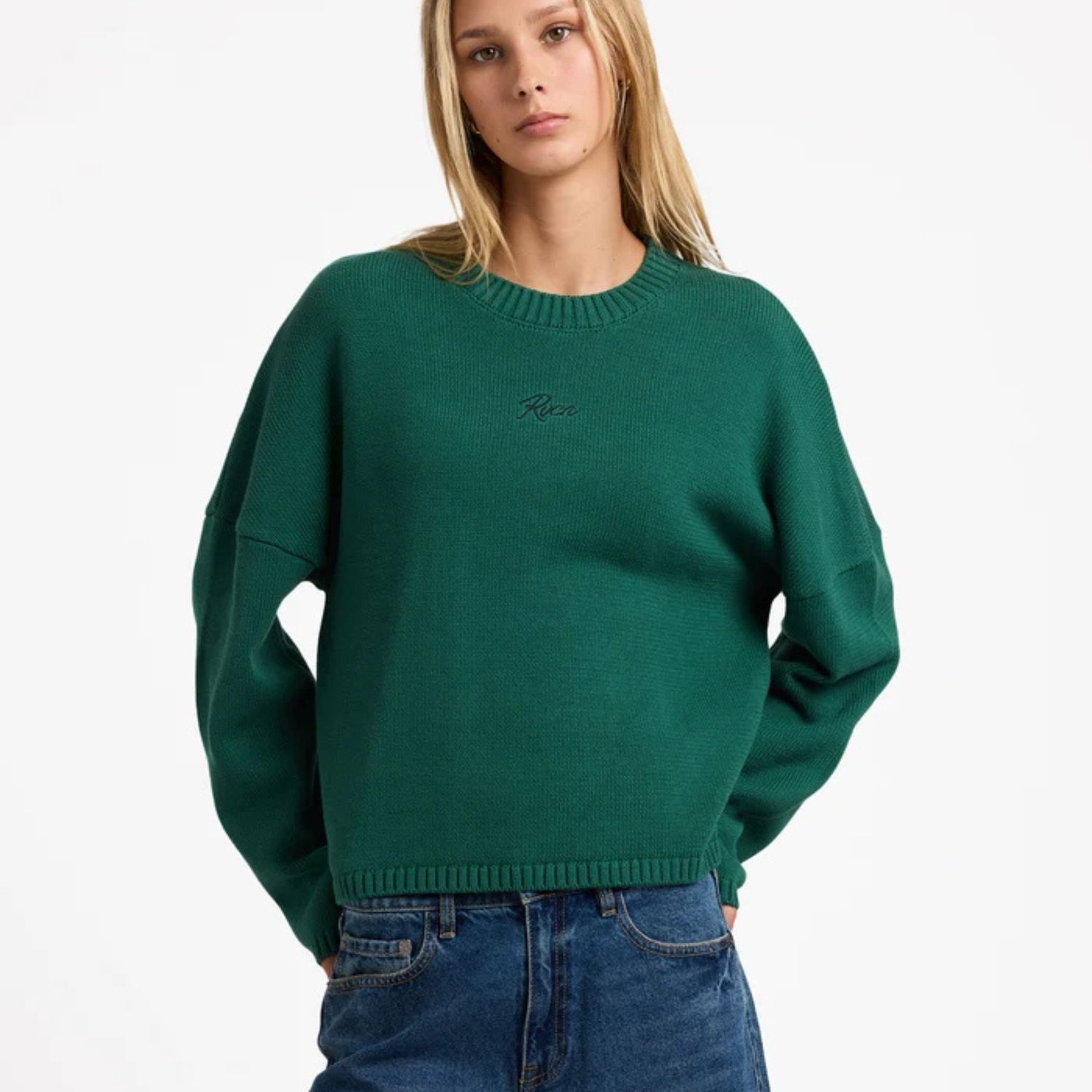 RVCA WOMENS IVY KNIT SWEATER - OLIVE