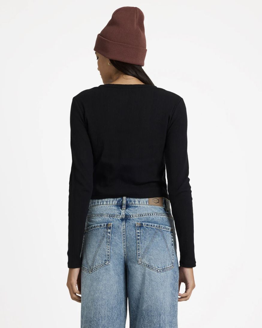 RVCA WOMENS BAILEY LS TOP - RVCA BLACK