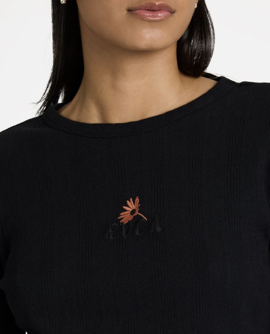 RVCA WOMENS BAILEY LS TOP - RVCA BLACK