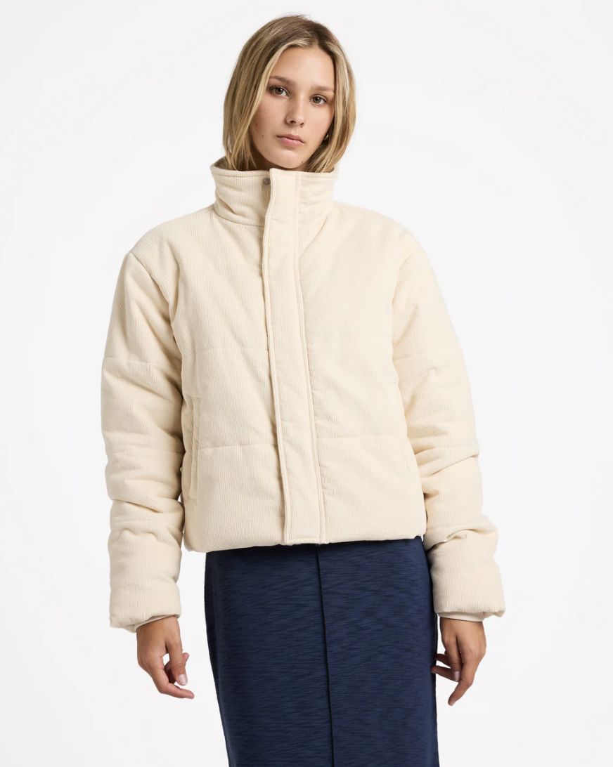 RVCA WOMENS EEZEH PUFFER JACKET - NATURAL