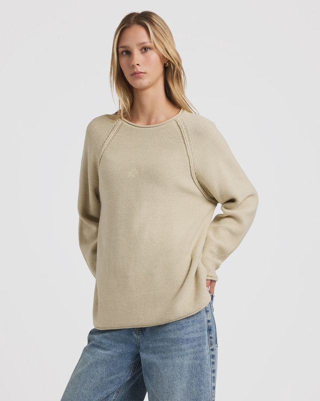 RVCA WOMENS IVY RAGLAN KNIT SWEATER - SAND