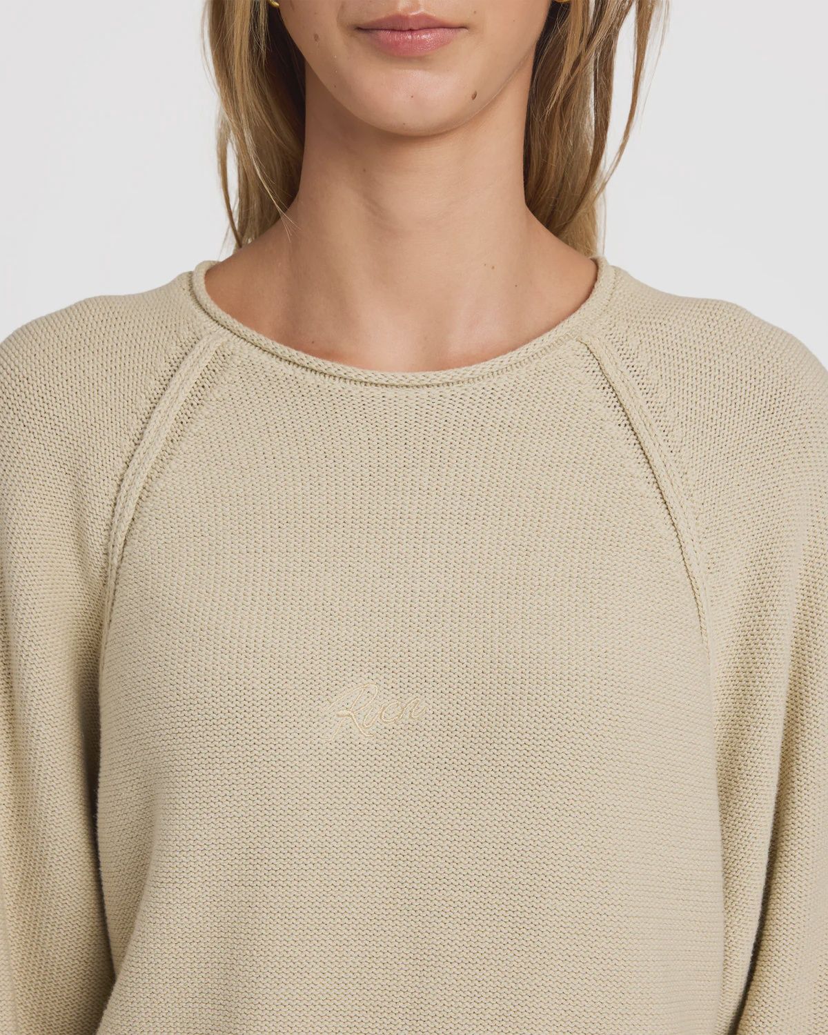 RVCA WOMENS IVY RAGLAN KNIT SWEATER - SAND