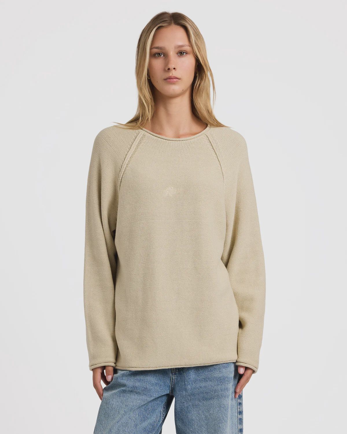 RVCA WOMENS IVY RAGLAN KNIT SWEATER - SAND