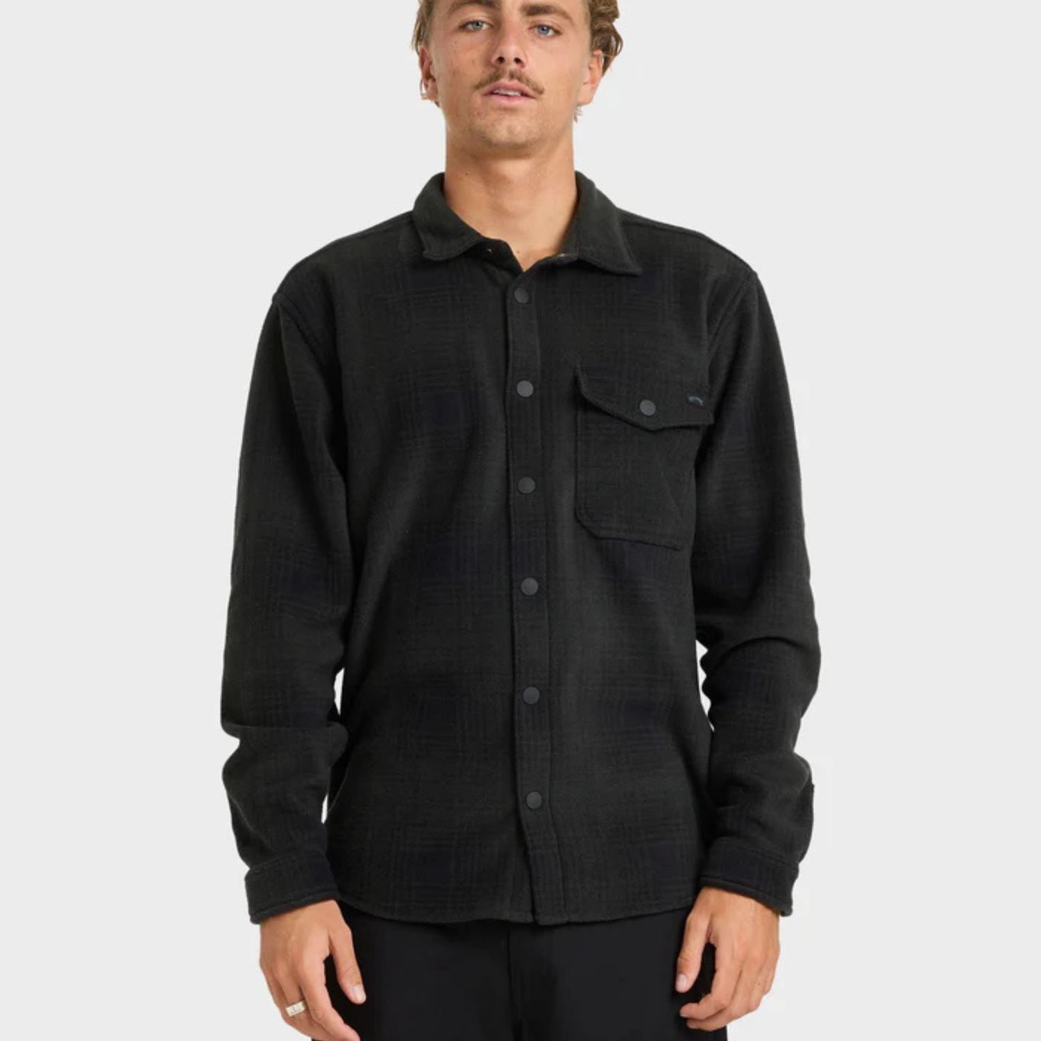 BILLABONG MENS FURNACE LS FLANNEL SHIRT - ASH BLACK