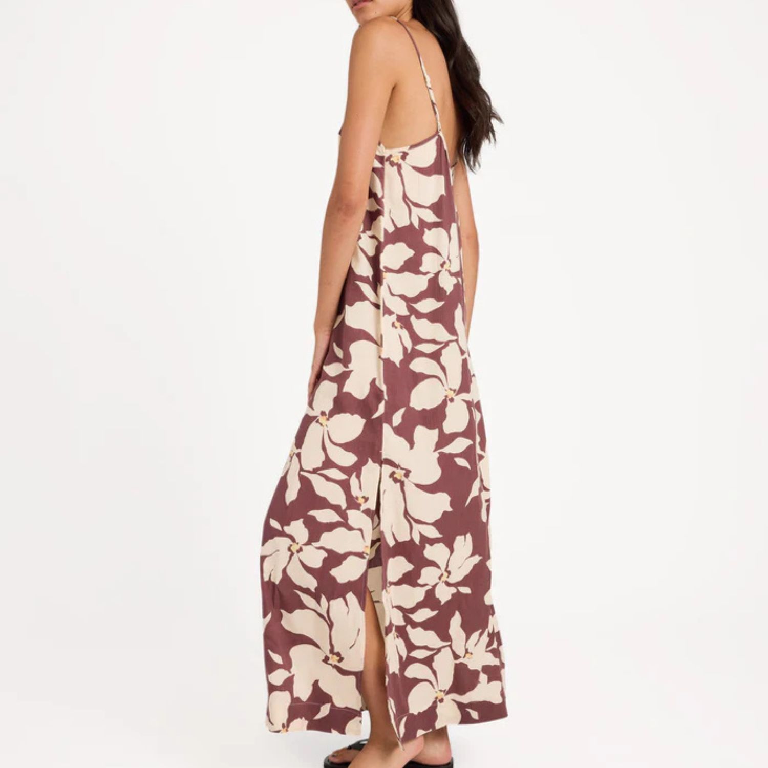 RVCA WOMENS RHI MAXI DRESS - TERRA BROWN