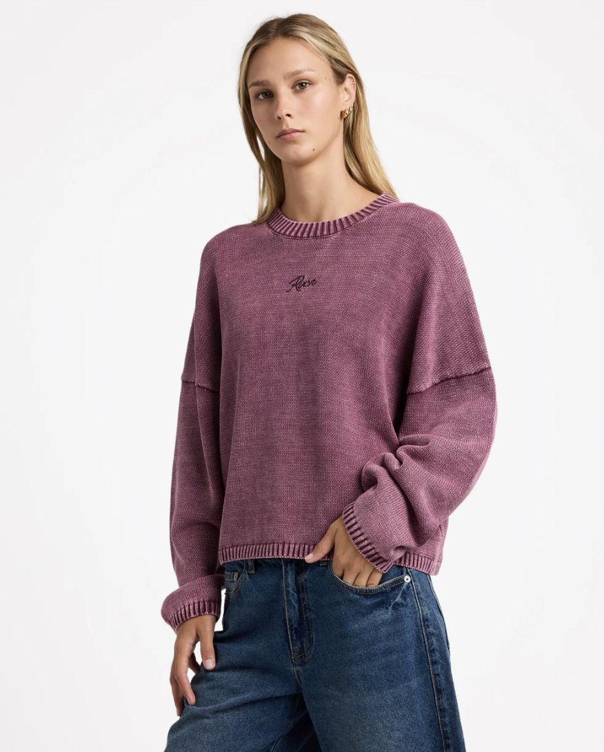 RVCA WOMENS IVY KNIT SWEATER - WINE