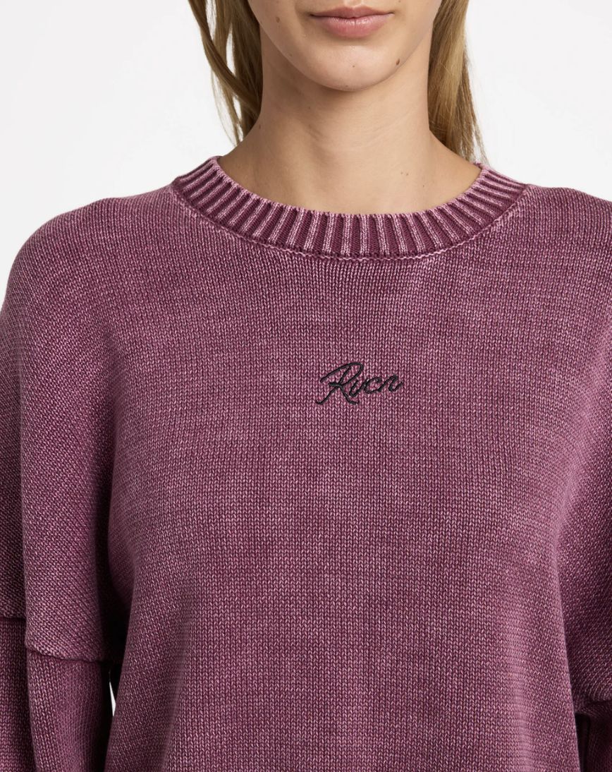 RVCA WOMENS IVY KNIT SWEATER - WINE