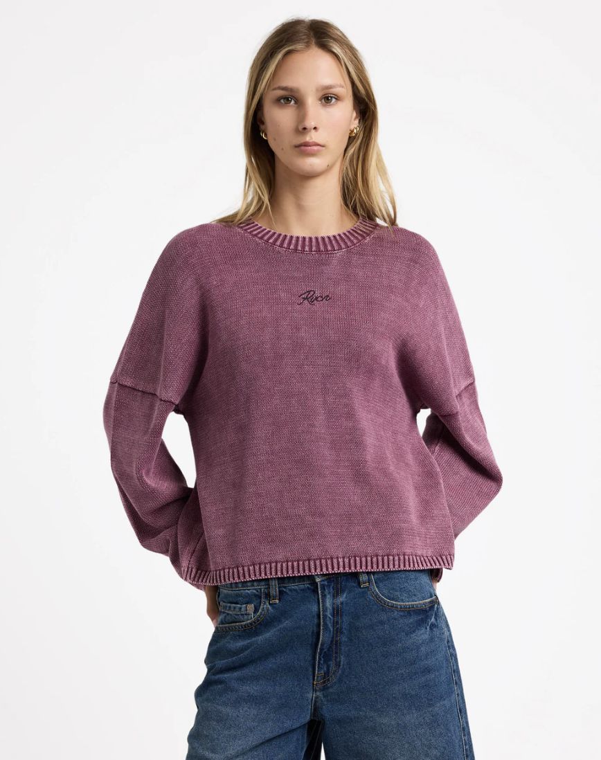 RVCA WOMENS IVY KNIT SWEATER - WINE