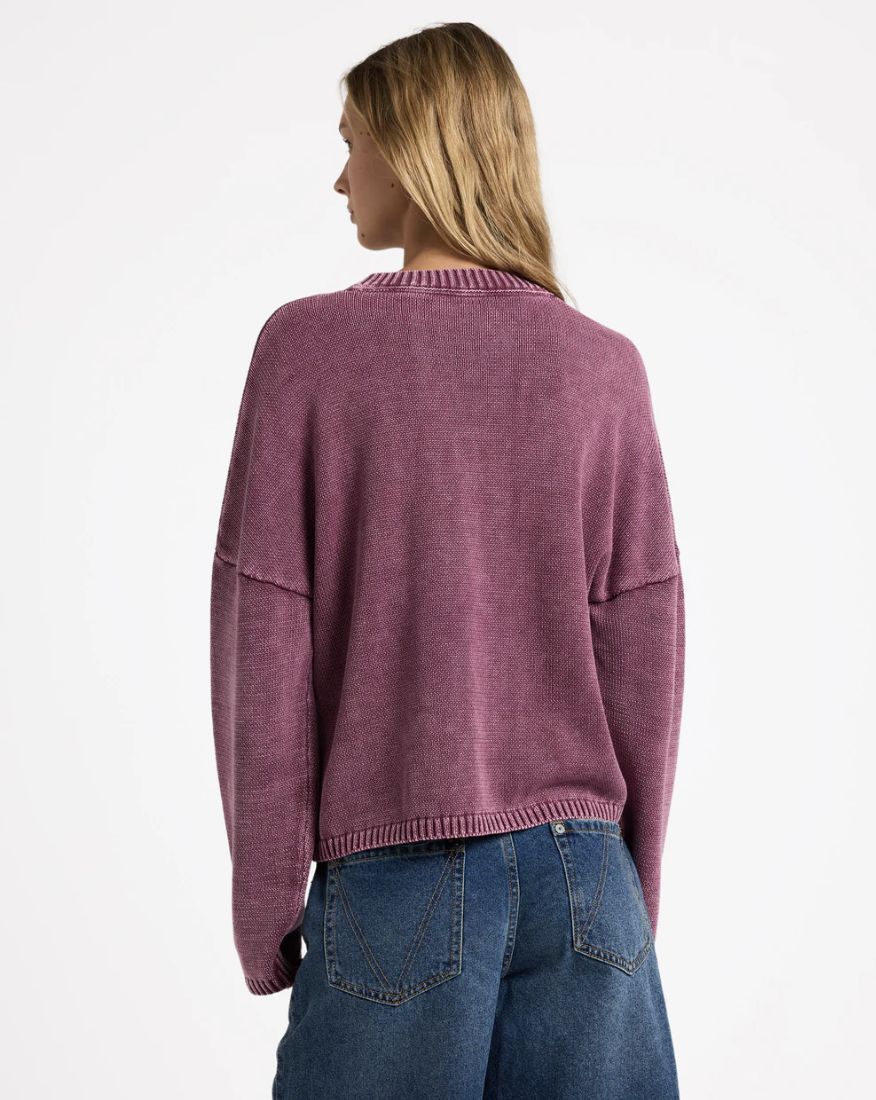RVCA WOMENS IVY KNIT SWEATER - WINE