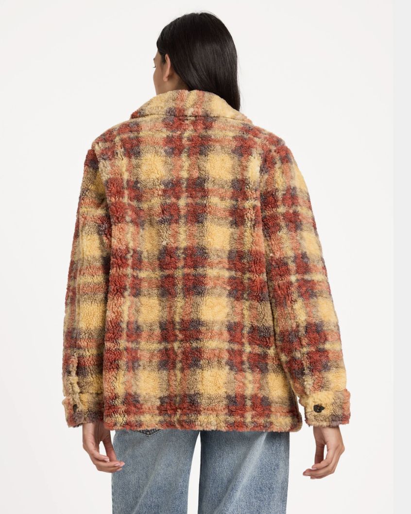 RVCA WOMENS NELL SHERPA JACKET - CURRY