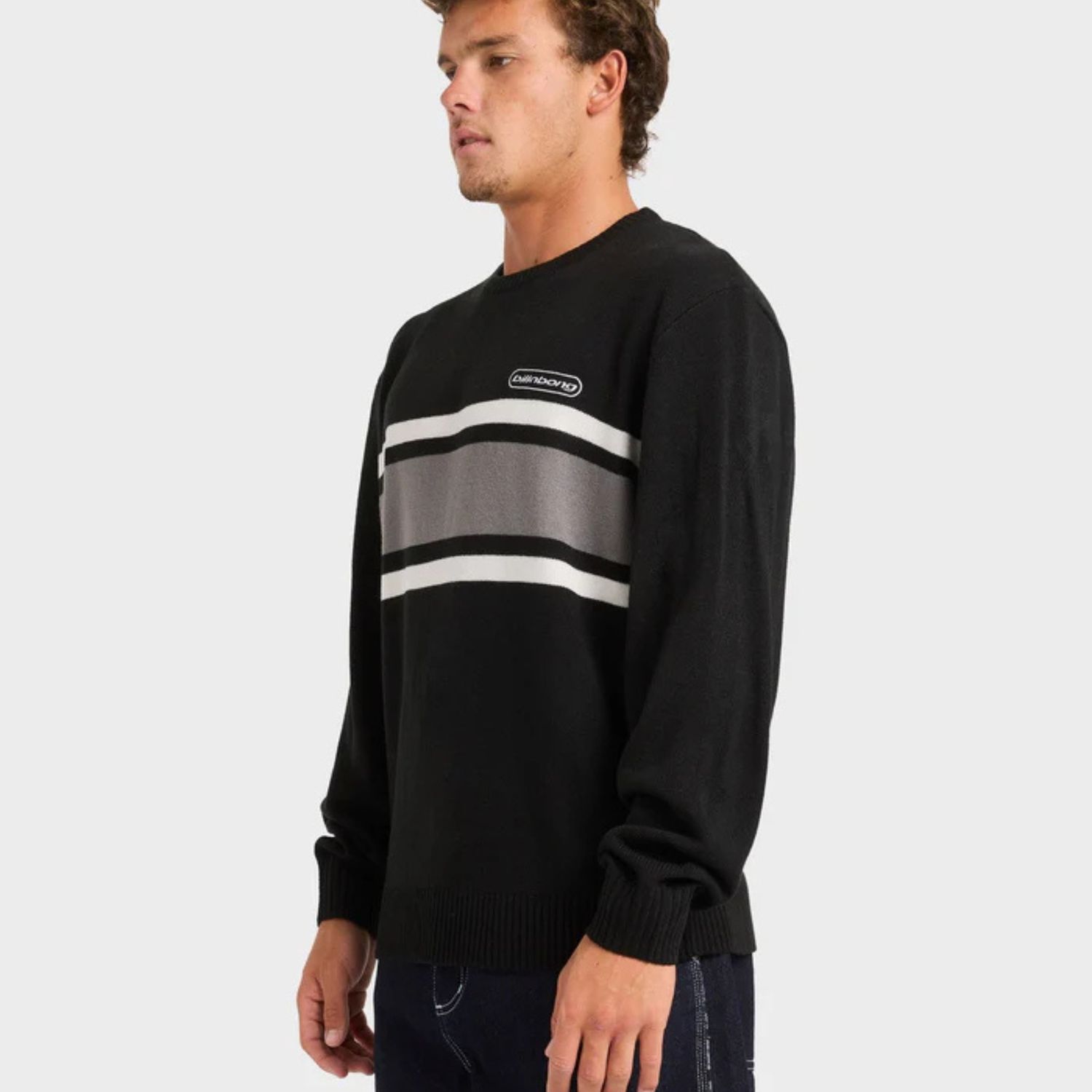 BILLABONG MENS SPEC 73 PANEL KNIT SWEATER - BLACK