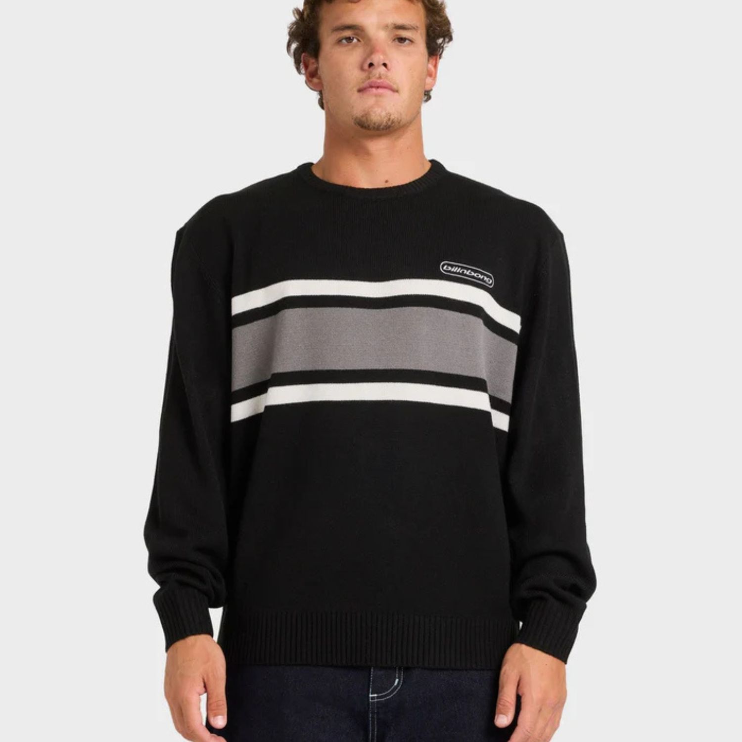 BILLABONG MENS SPEC 73 PANEL KNIT SWEATER - BLACK