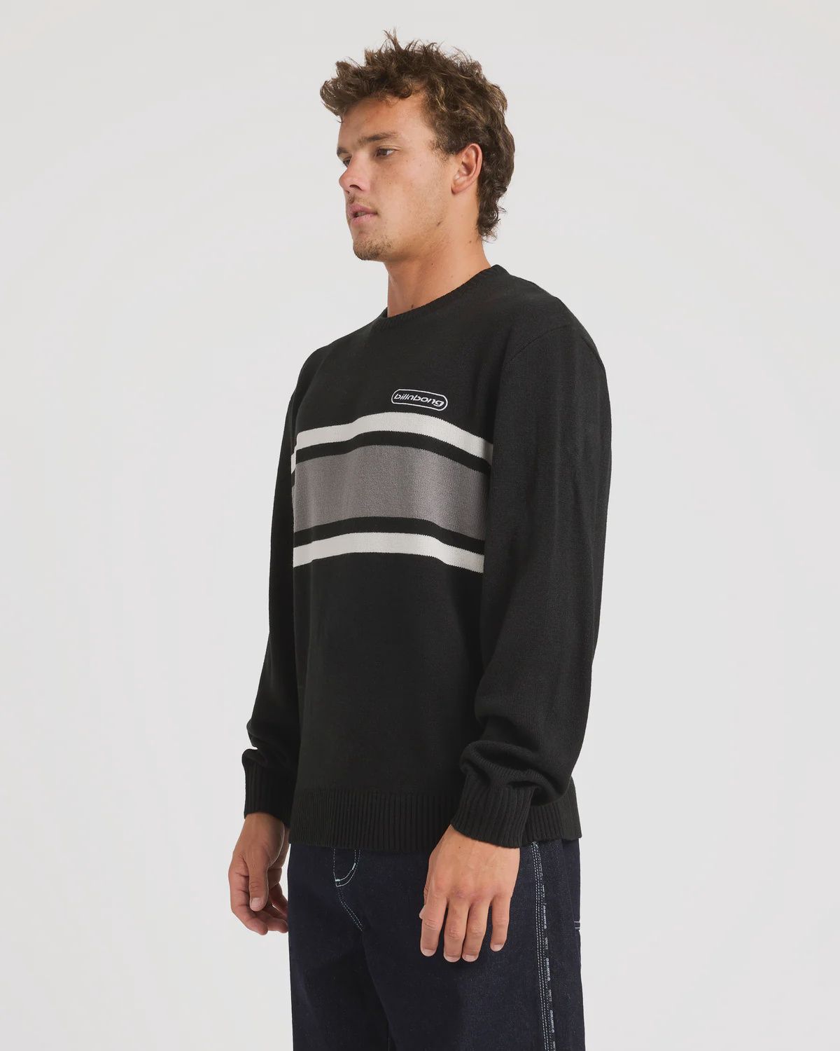 BILLABONG MENS SPEC 73 PANEL KNIT SWEATER - BLACK