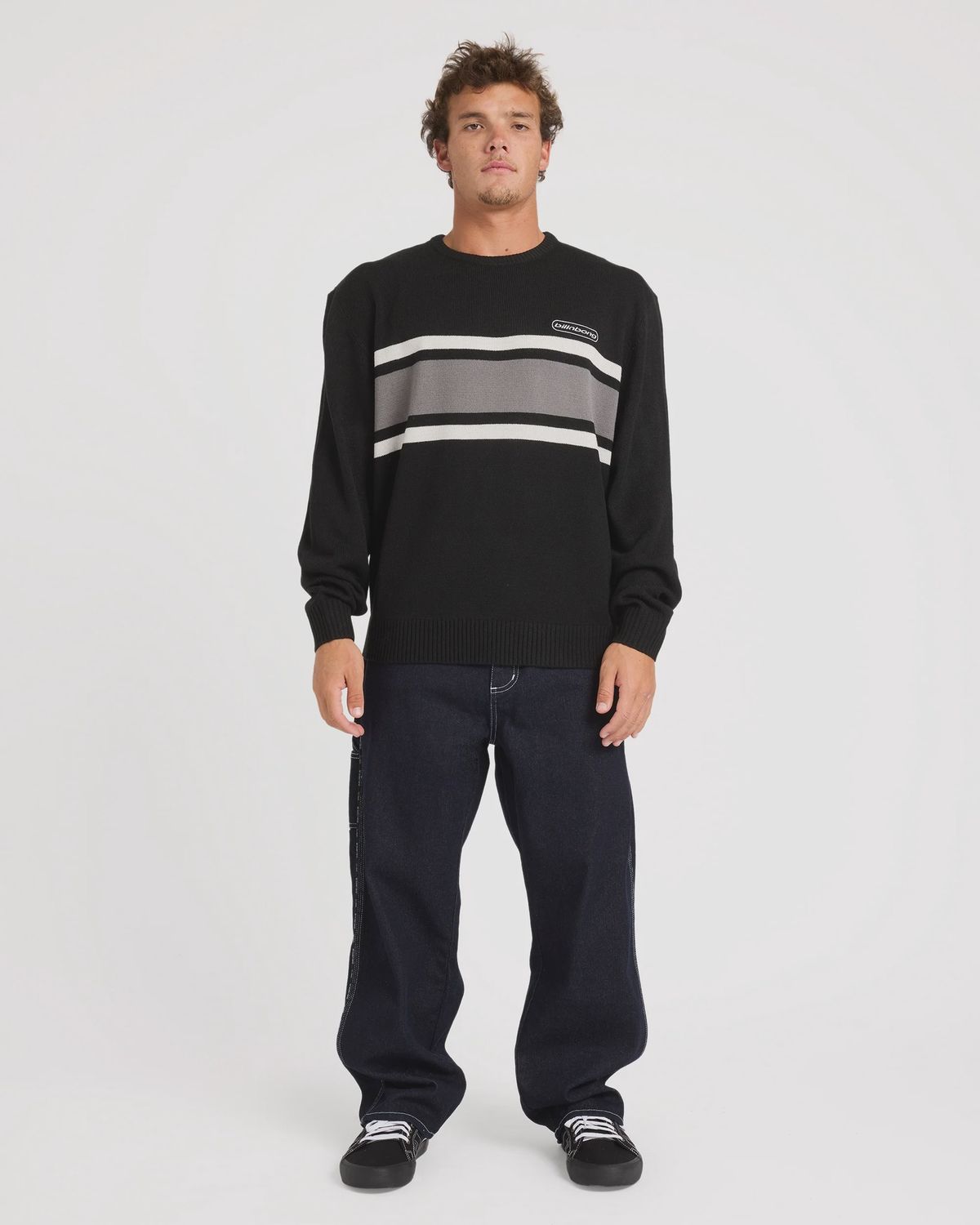 BILLABONG MENS SPEC 73 PANEL KNIT SWEATER - BLACK