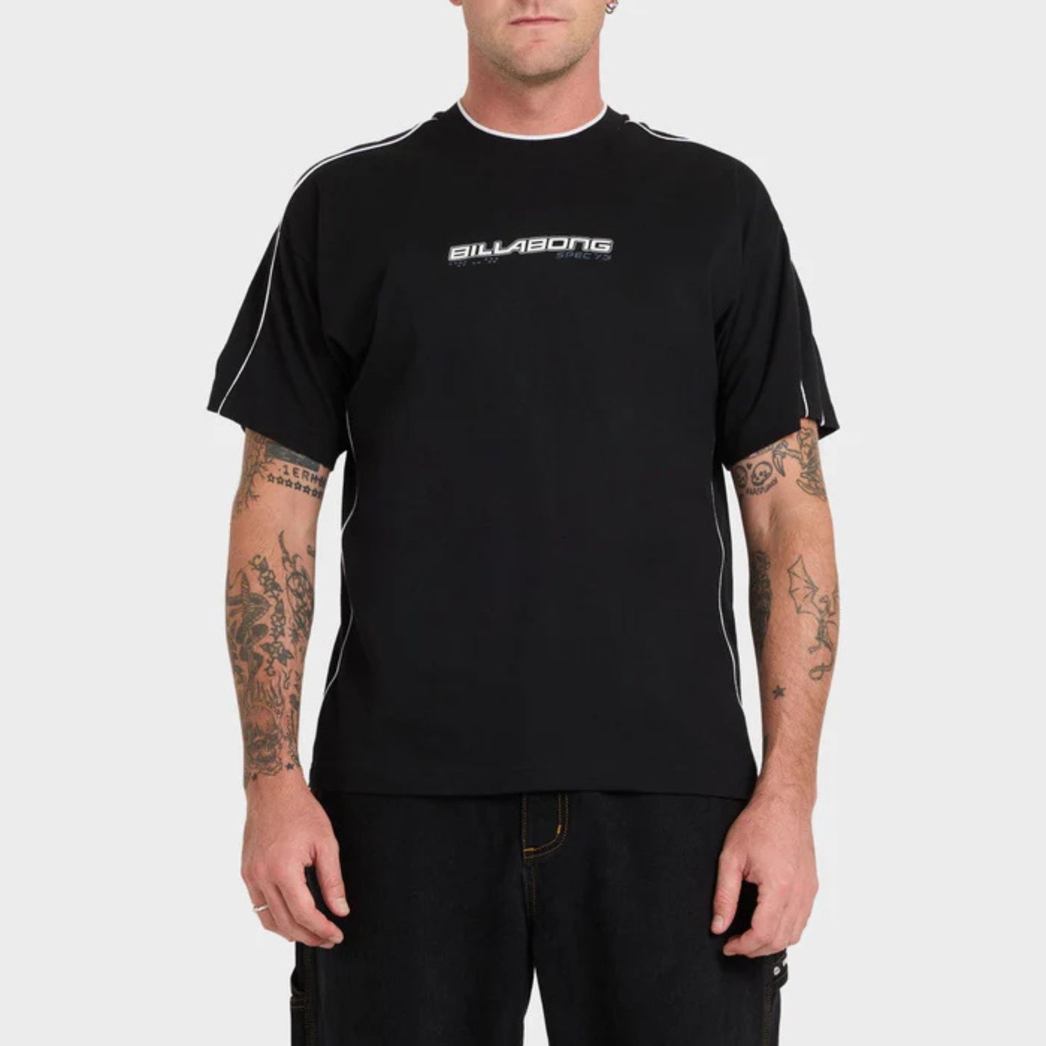 BILLABONG MENS SPEC 73 PIPED SS TEE - BLACK