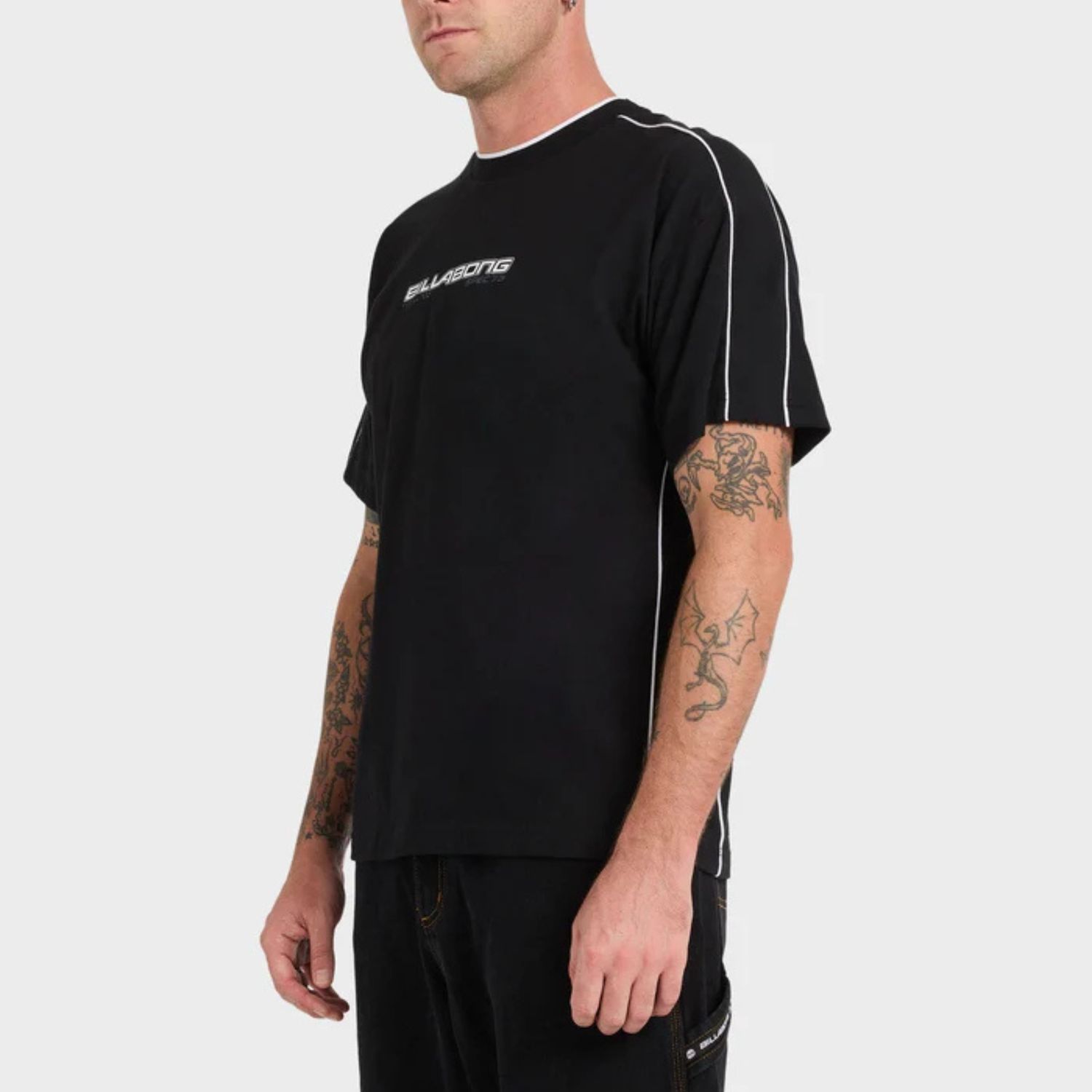 BILLABONG MENS SPEC 73 PIPED SS TEE - BLACK