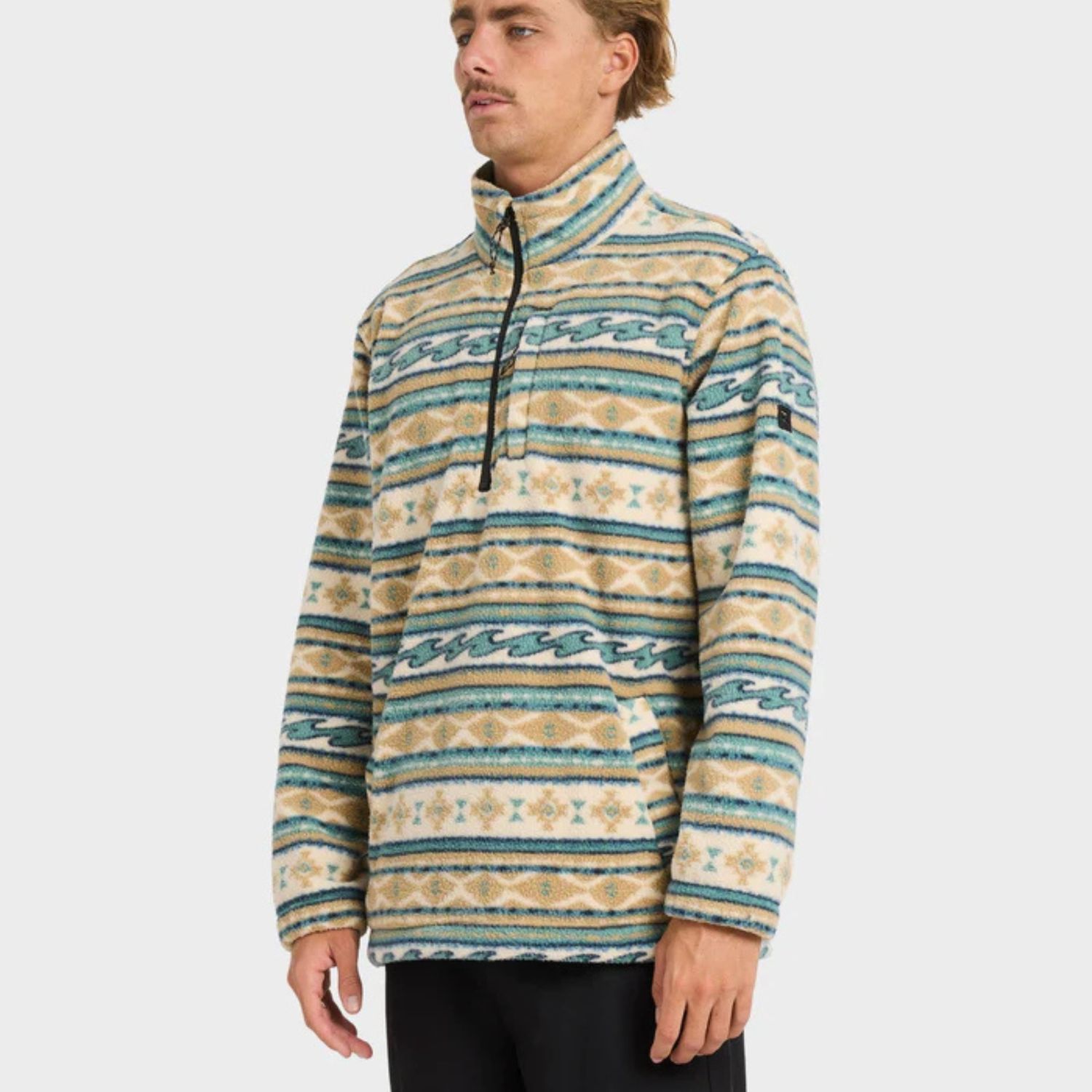 BILLABONG MENS BOUNDARY MOCK NECK POLAR FLEECE - DESERT