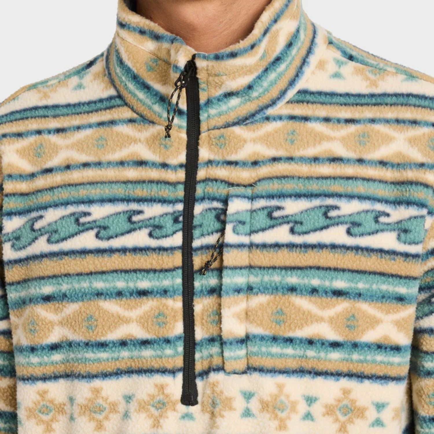 BILLABONG MENS BOUNDARY MOCK NECK POLAR FLEECE - DESERT