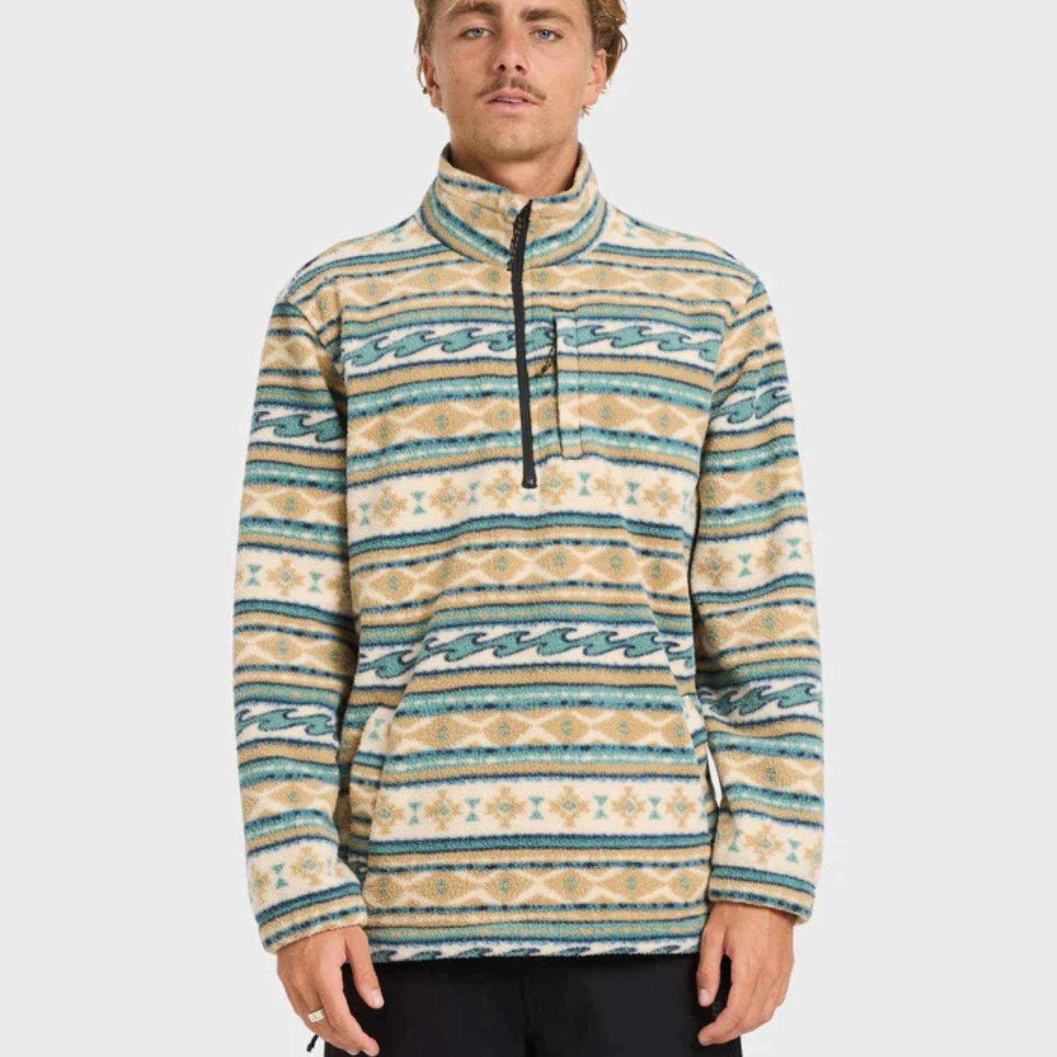 BILLABONG MENS BOUNDARY MOCK NECK POLAR FLEECE - DESERT