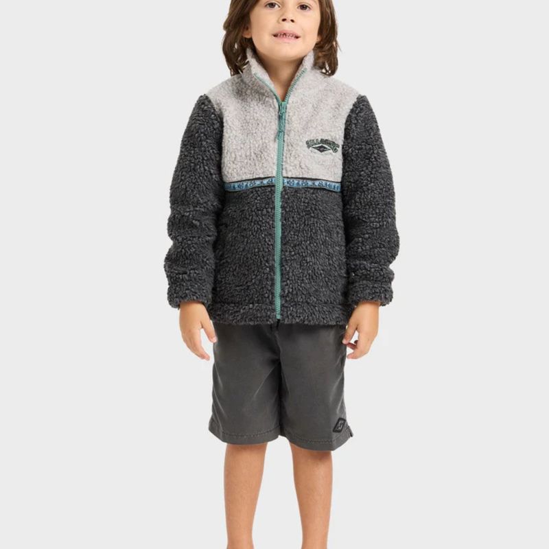 BILLABONG TODDLER BOYS TOMBSTONE ZIP THRU FLEECE - OATMEAL HEATHER