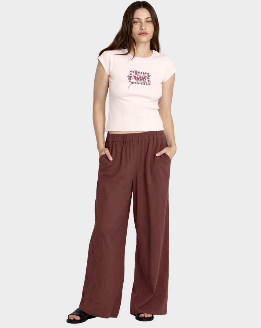 RVCA WOMENS NEW YUME WIDE PANT - TERRA BROWN